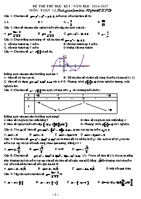 Đề thi thử học kì I môn Toán học 12